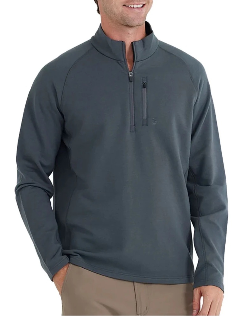 Free Fly Bamboo Heritage Fleece Quarter Zip Pullover Gray Large